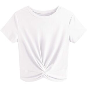 Women’s tee shirt - white with waist tie